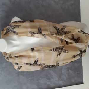 True Beige Starfish Design Infinity Scarf NEW